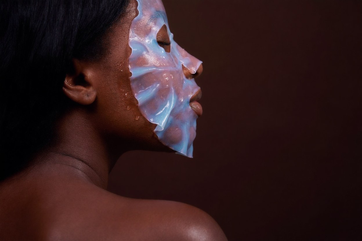 A hydrogel mask and glowing hydrated shoulder in warm light, the Back Facial at Glo Haus by Alanii, an Orlando esthetician near Mall at Millenia