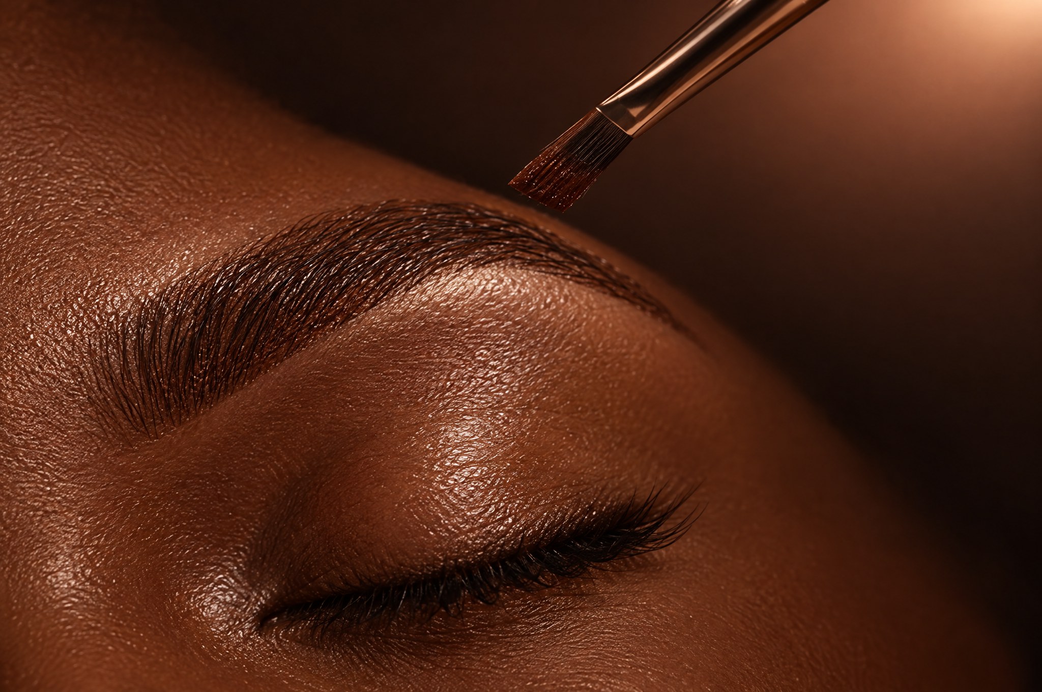 A freshly shaped and tinted brow finished with a soft brush, the Brow Wax & Tint at Glo Haus by Alanii, Orlando