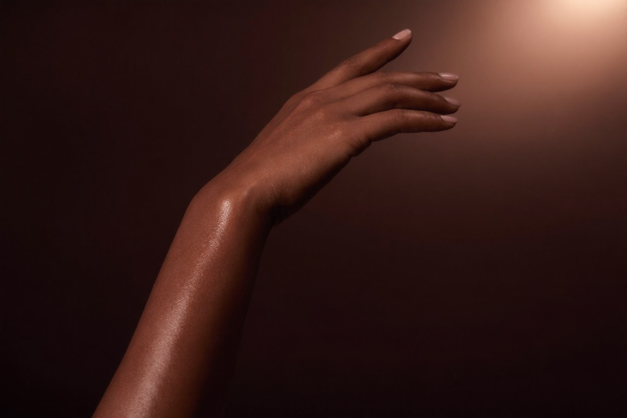 A graceful raised arm with smooth luminous skin, the Underarm Wax at Glo Haus by Alanii, Orlando